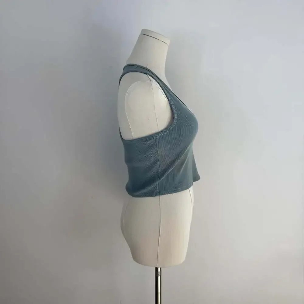 Alo Yoga Ribbed Racerback Crop Tank | Slate Blue-Grey | Women’s Size Medium